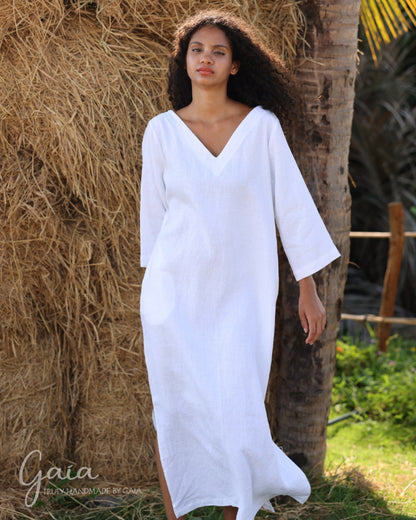 Linen loose maxi dress 