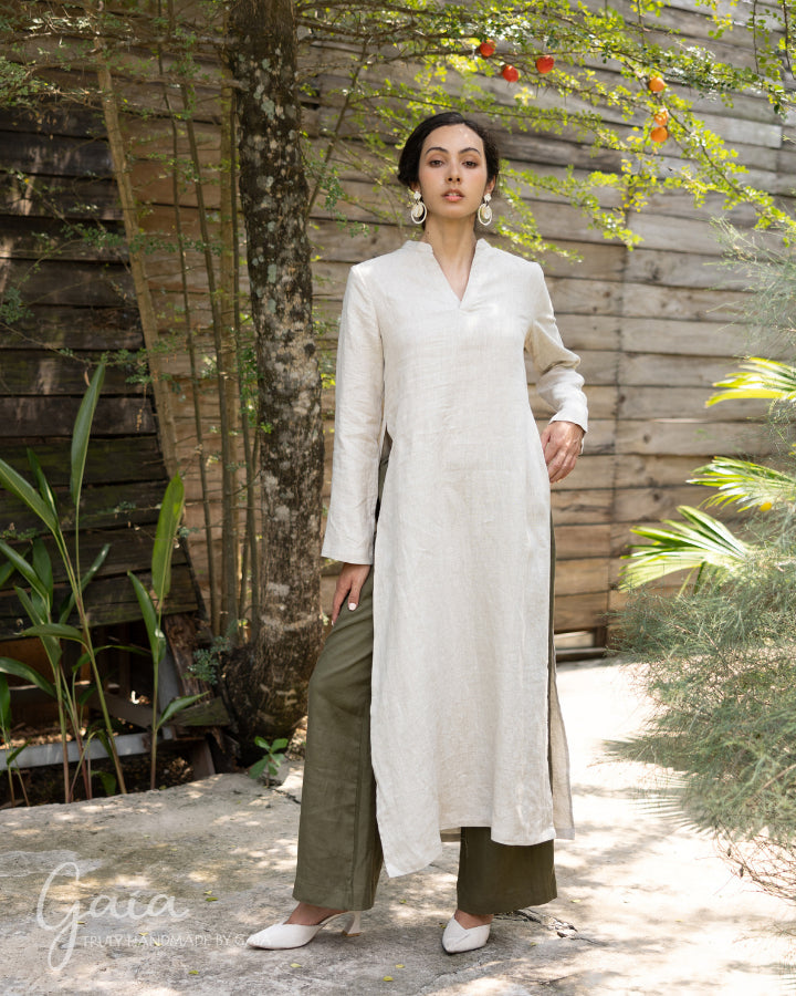 Linen loose traditional Vietnam dress