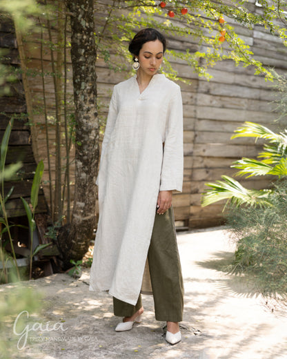 Linen loose traditional Vietnam dress