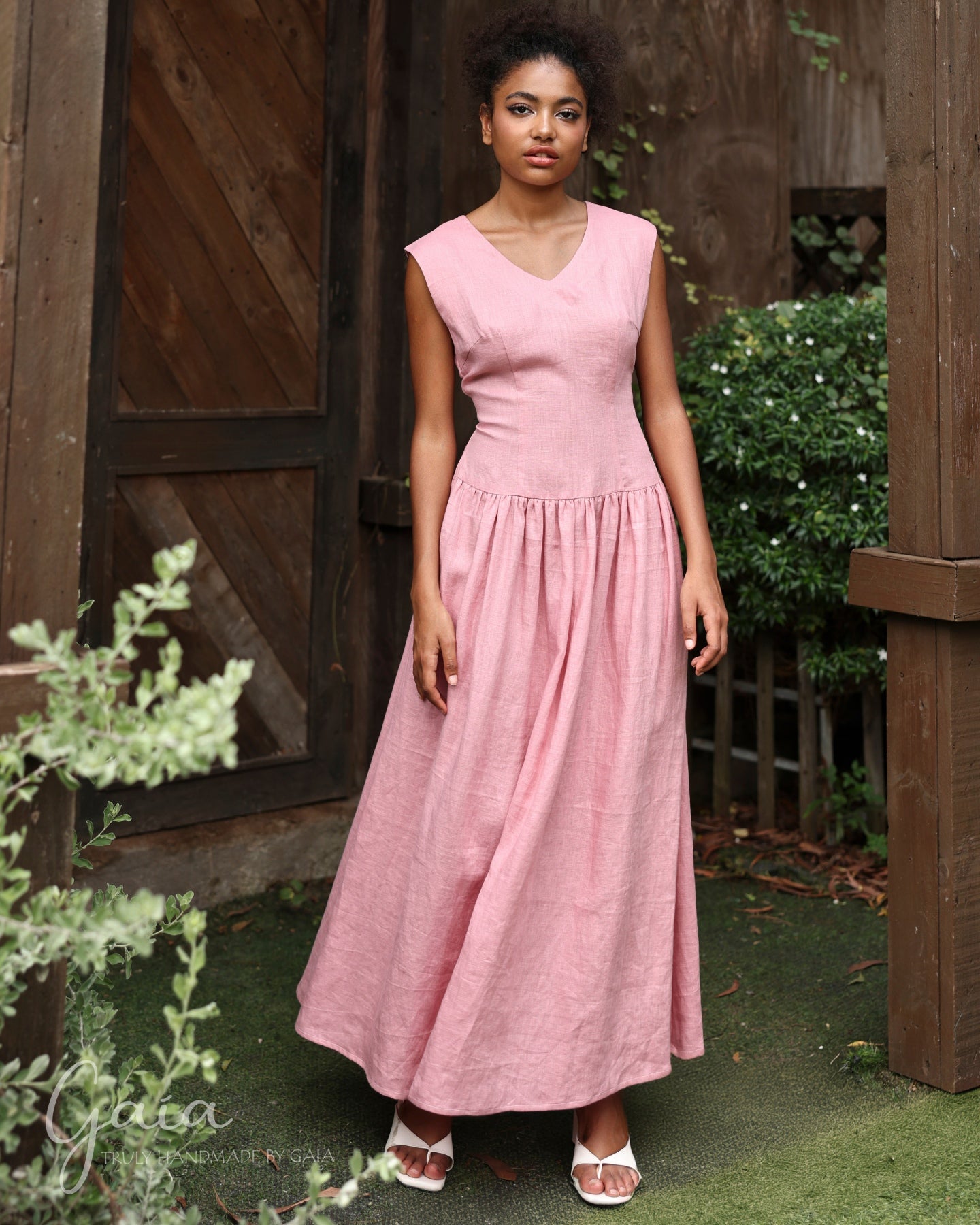 Linen low waist dress