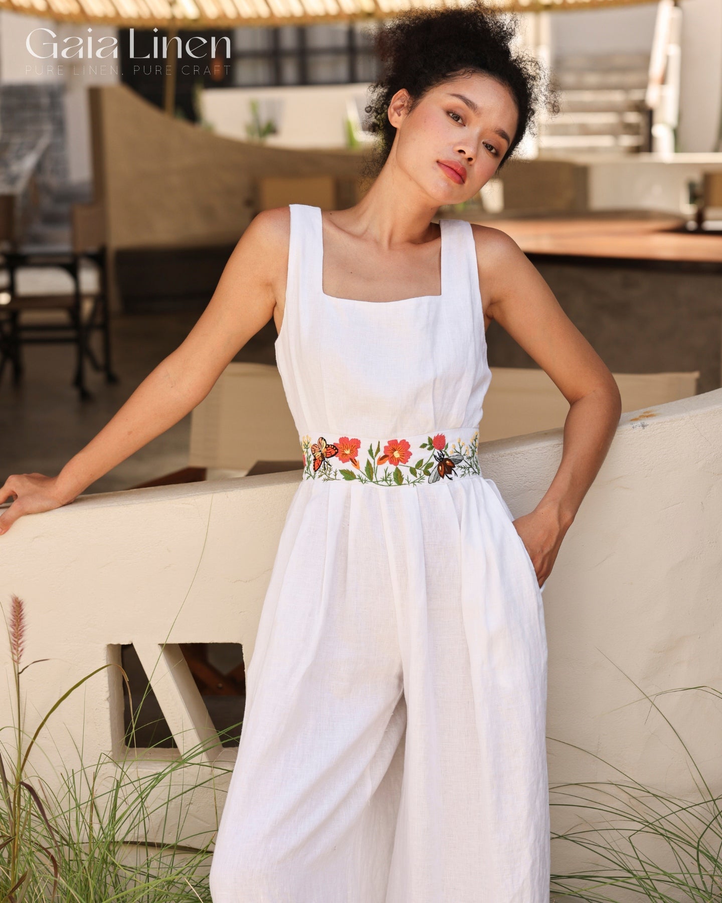 Linen maxi jumpsuit 