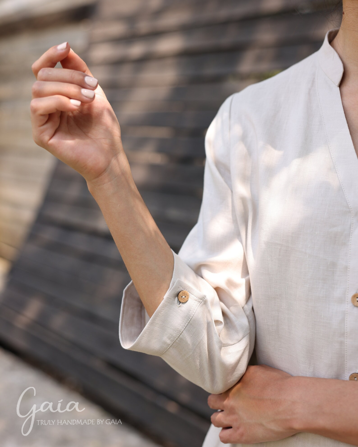 Linen maxi shirt dress