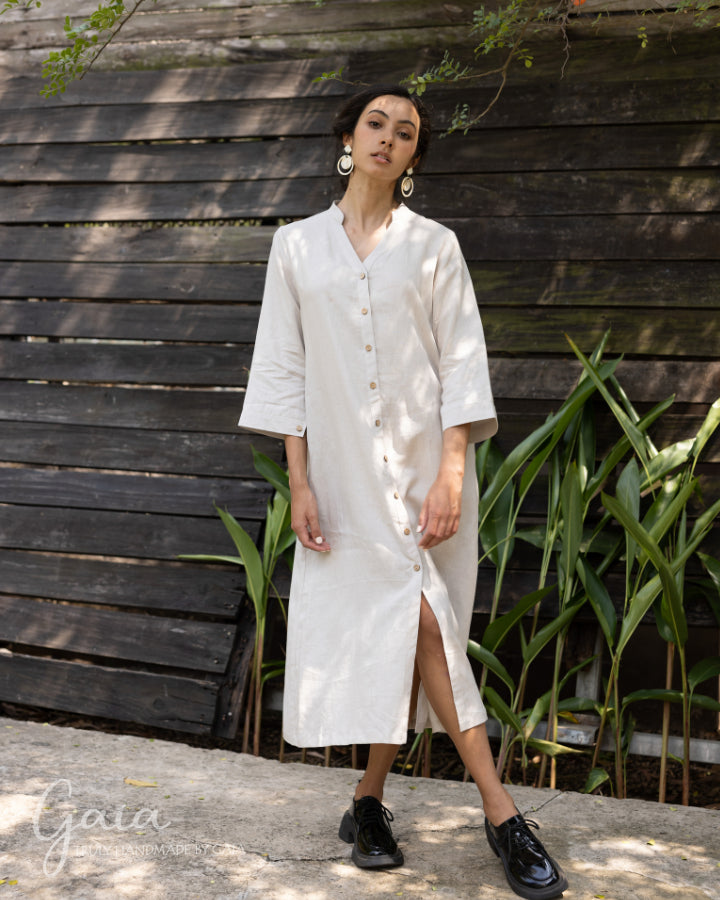 Linen maxi shirt dress