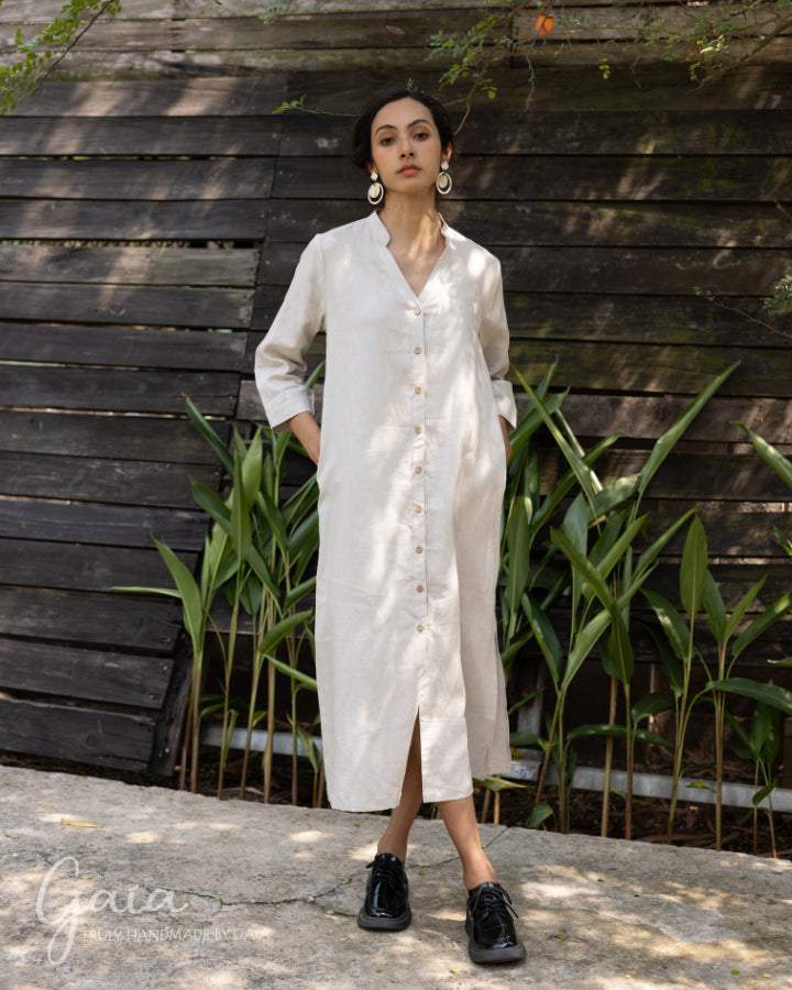 Linen maxi shirt dress