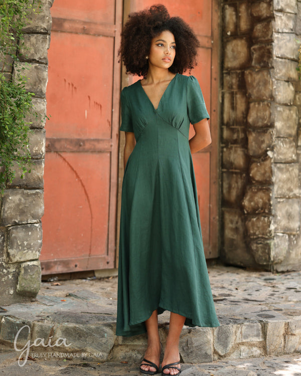 Linen maxi wedding guest dress VALLEY – MadebyGaia