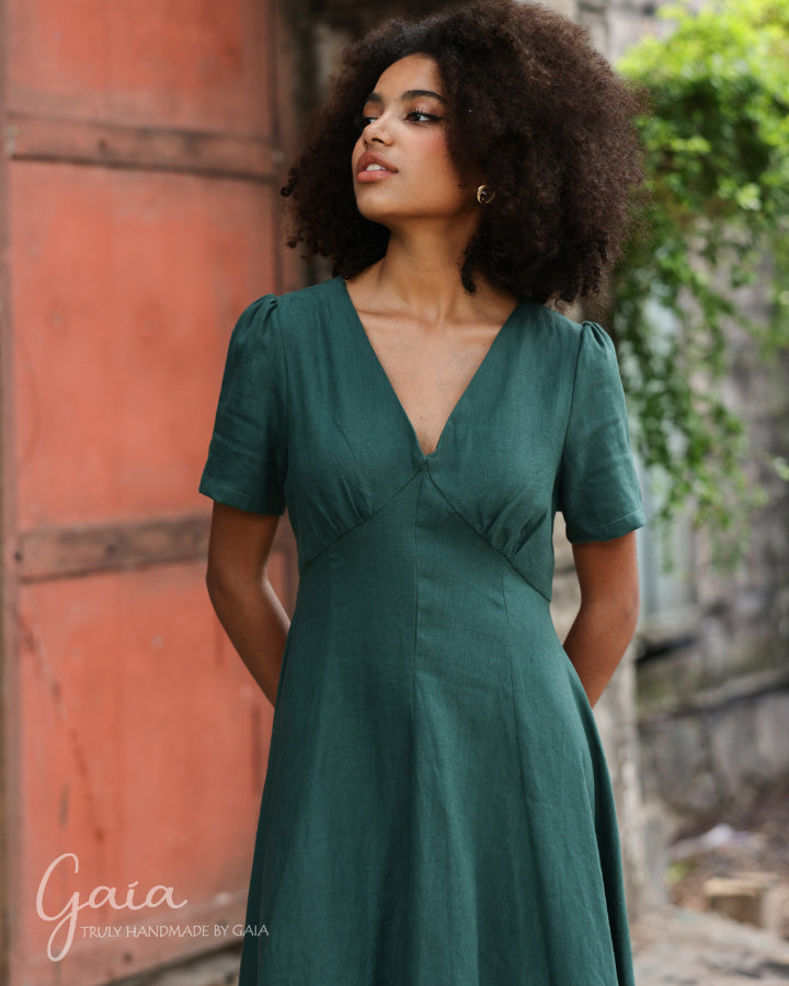 Linen maxi wedding guest dress 