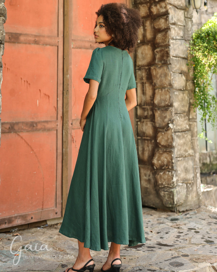 Linen maxi wedding guest dress VALLEY