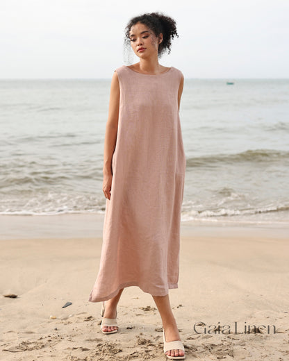 Linen midi slit dress