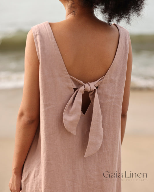 Linen midi slit dress