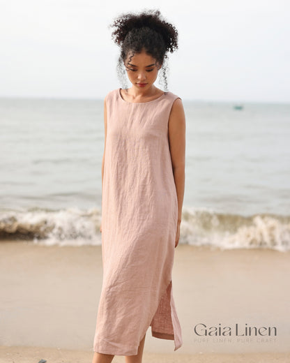 Linen midi slit dress