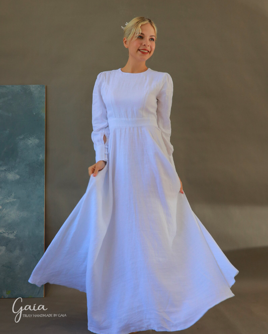 Linen minimalist wedding dress