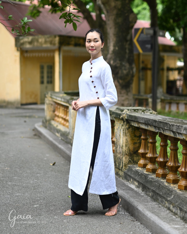 Linen modern Ao Dai dress