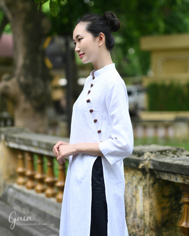 Linen modern Ao Dai dress