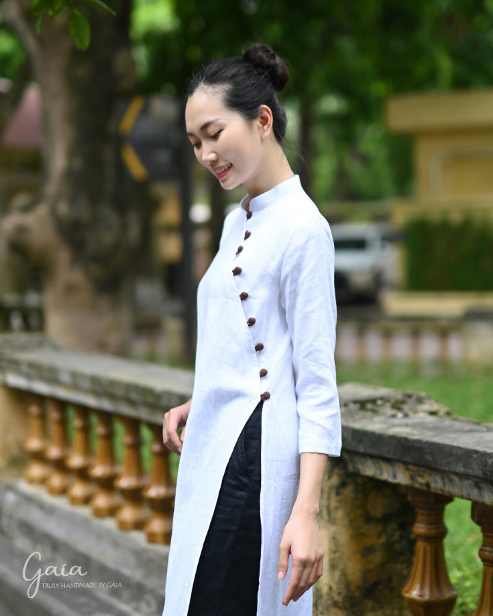 Linen modern Ao Dai dress