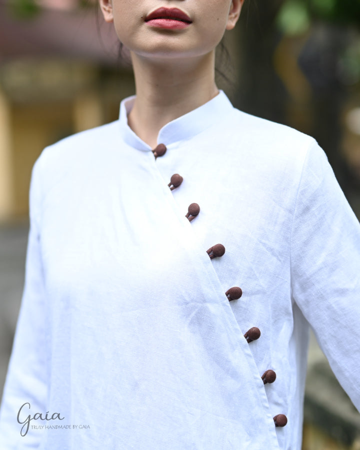 Linen modern Ao Dai dress