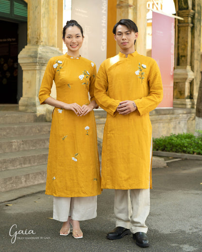 Linen modern Vietnamese wedding dress