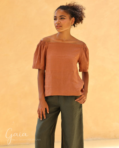 Linen off-shoulder top