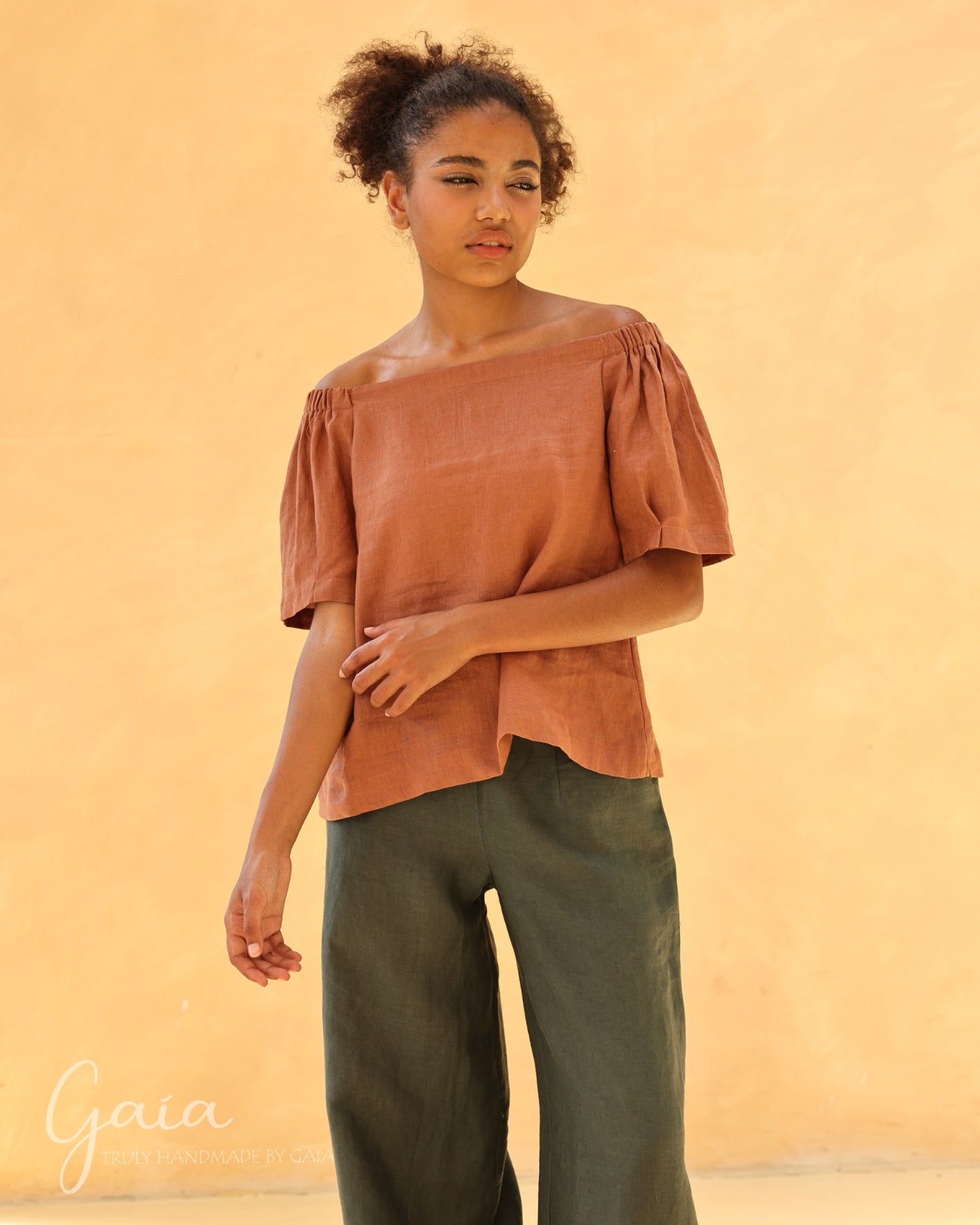 Linen off-shoulder top