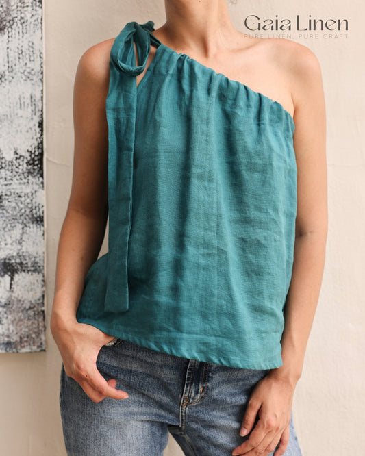 Linen one shoulder top