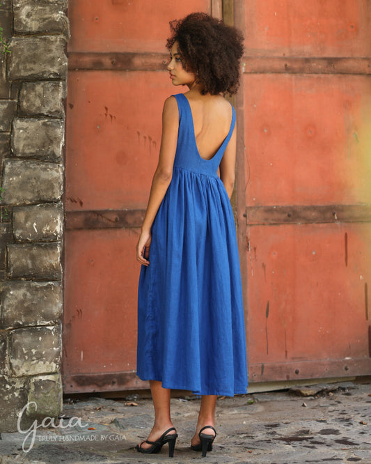 Linen open back dress