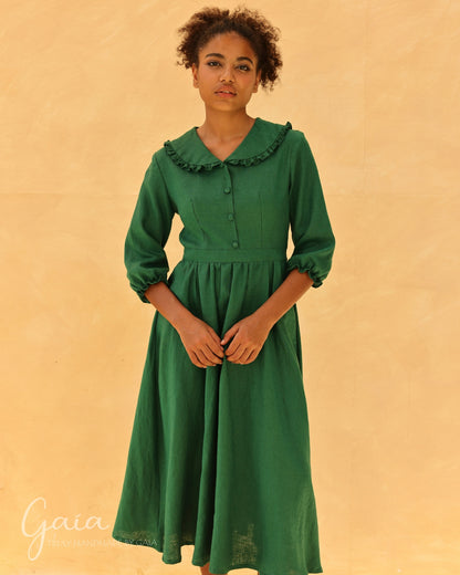 Linen peter pan collar dress