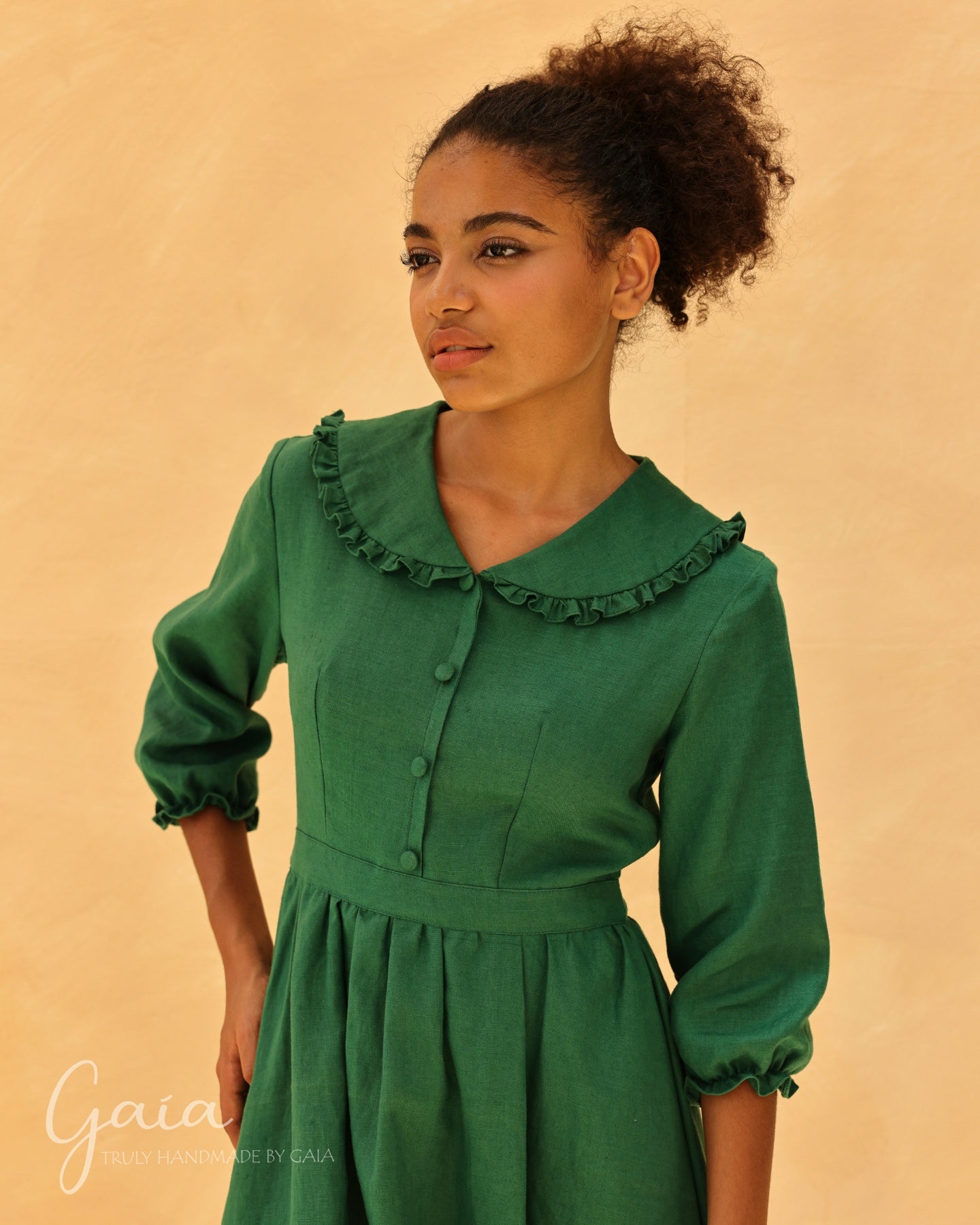 Linen peter pan collar dress