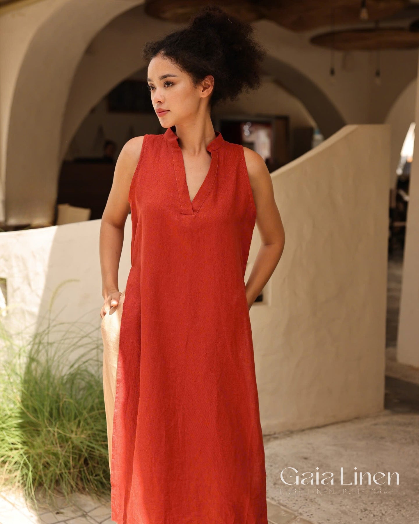 Linen plain ao dai women