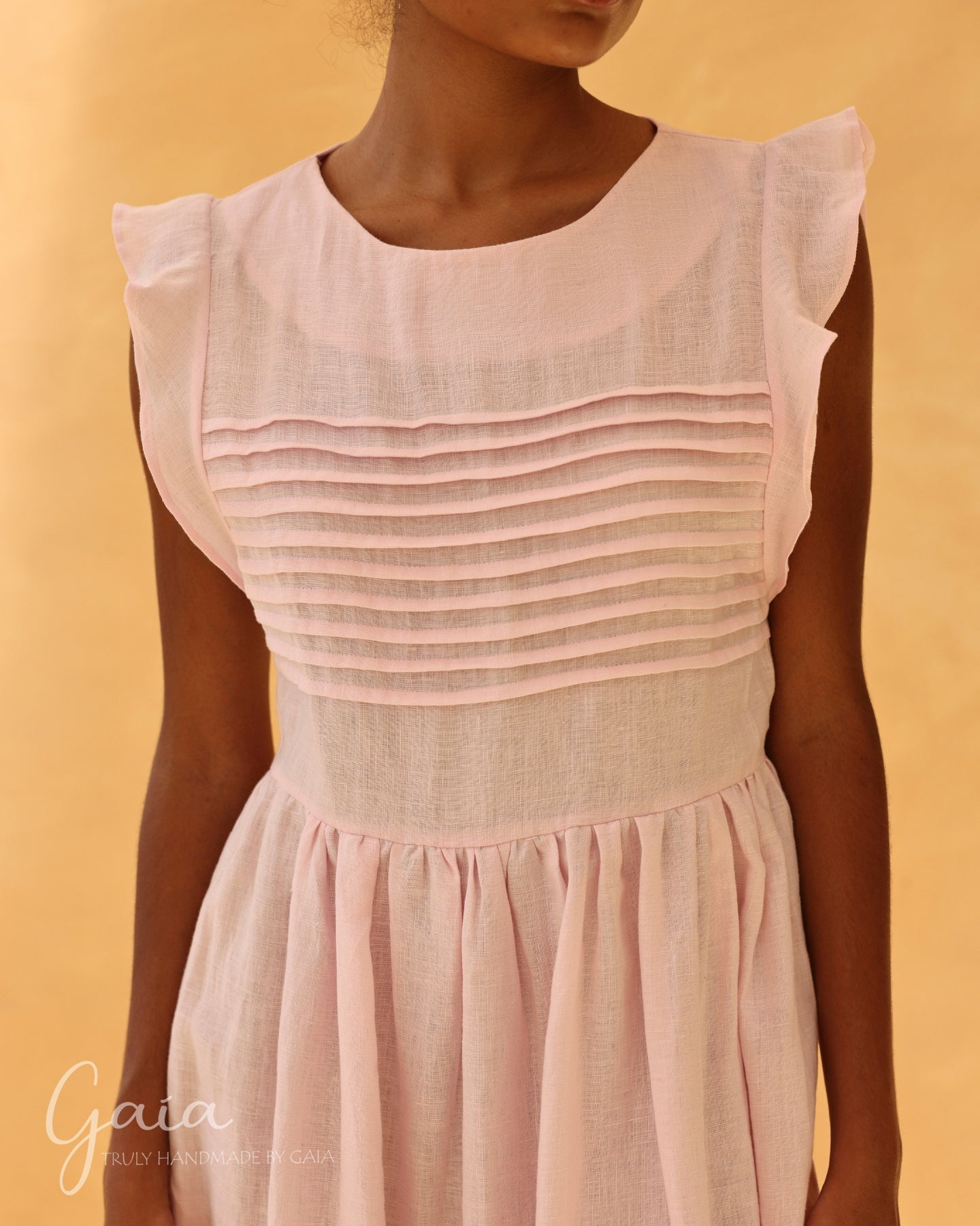 Linen ruffle midi dress