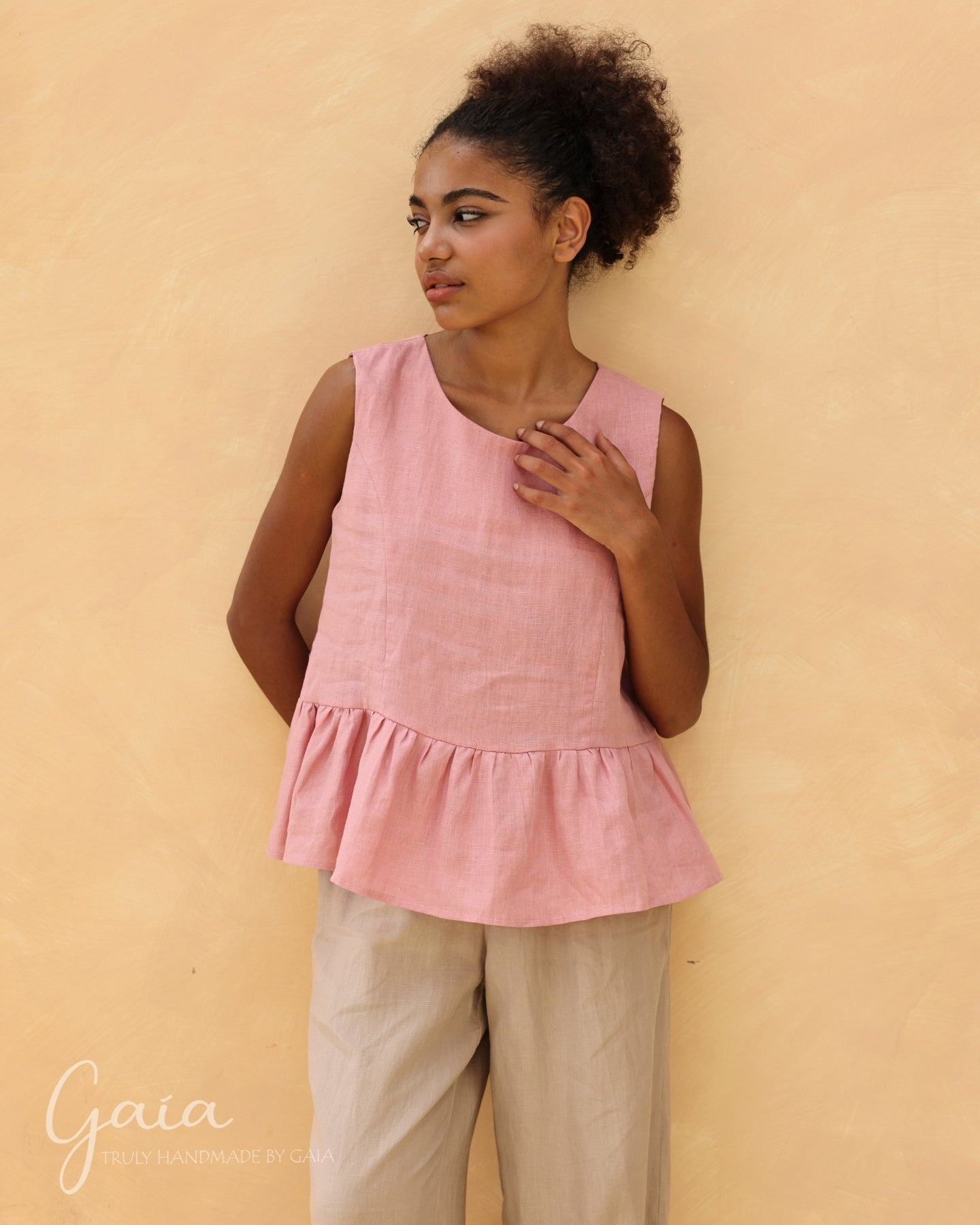 Linen ruffle top