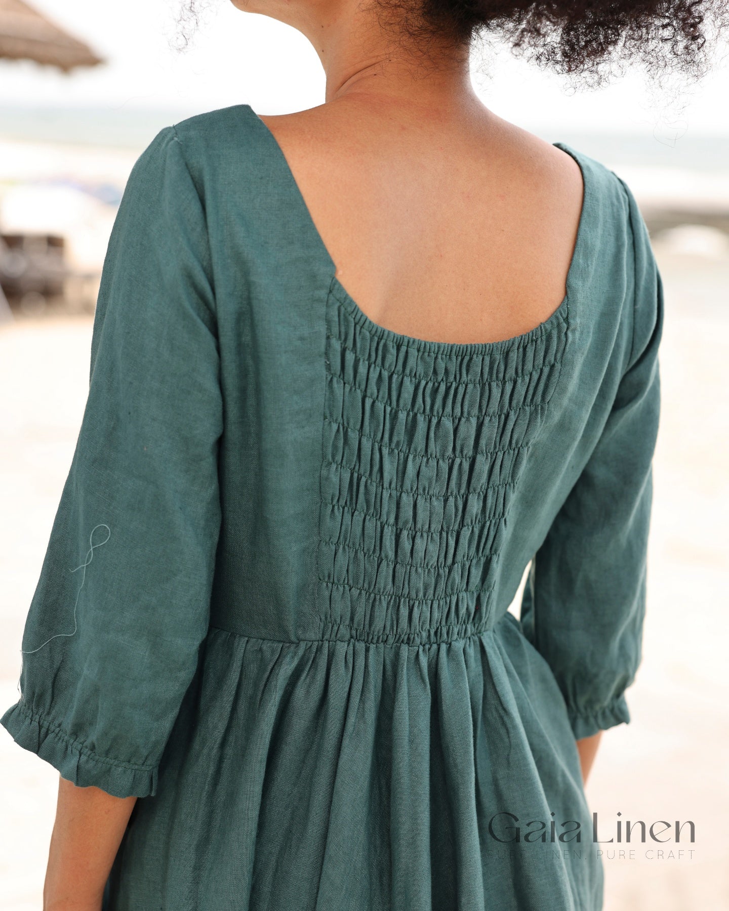 Linen scoop neck dress