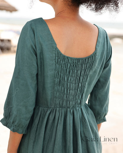 Linen scoop neck dress