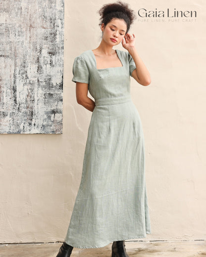 Linen short sleeves dress