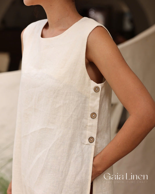 Linen side slit tunic