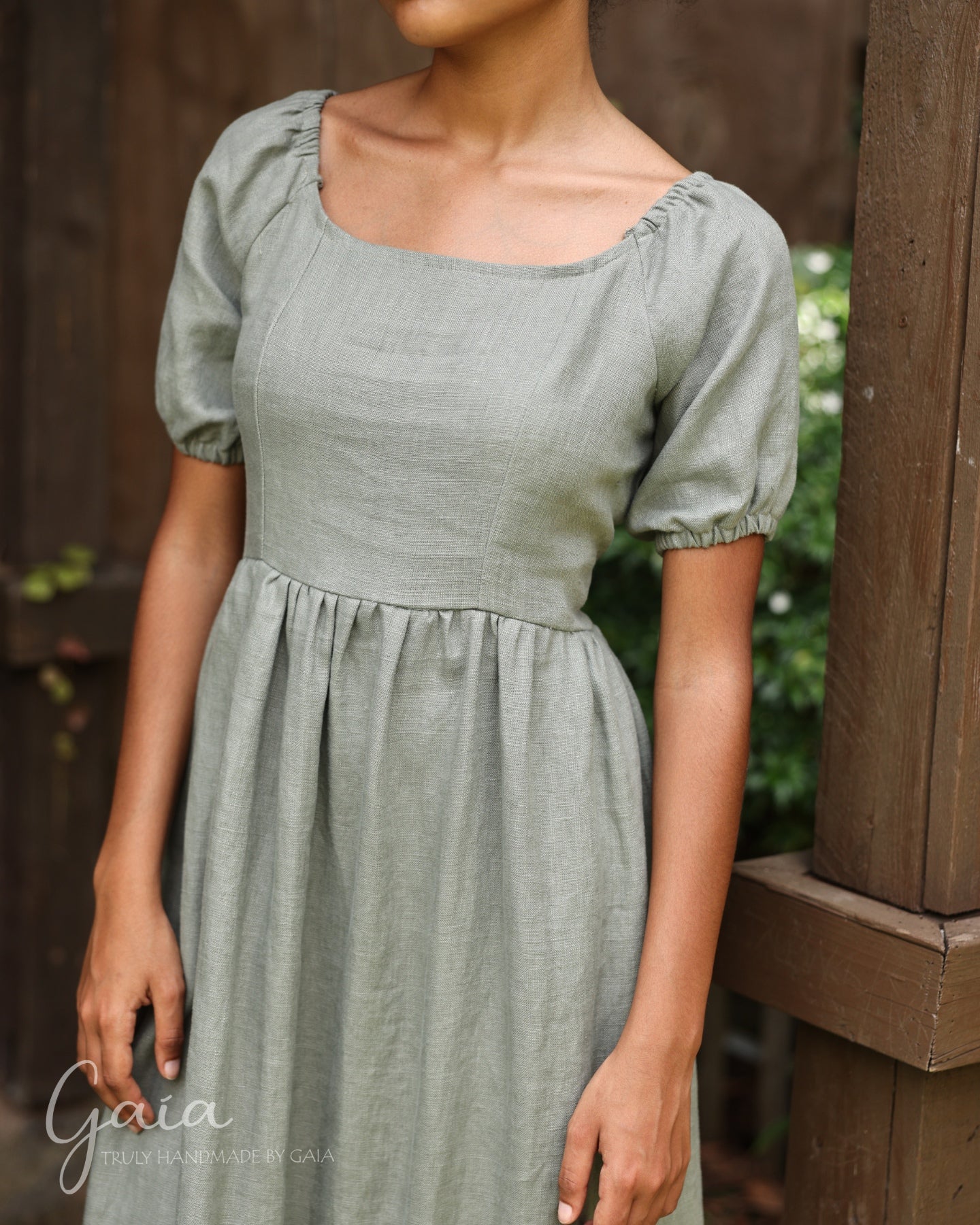 Linen simple midi dress