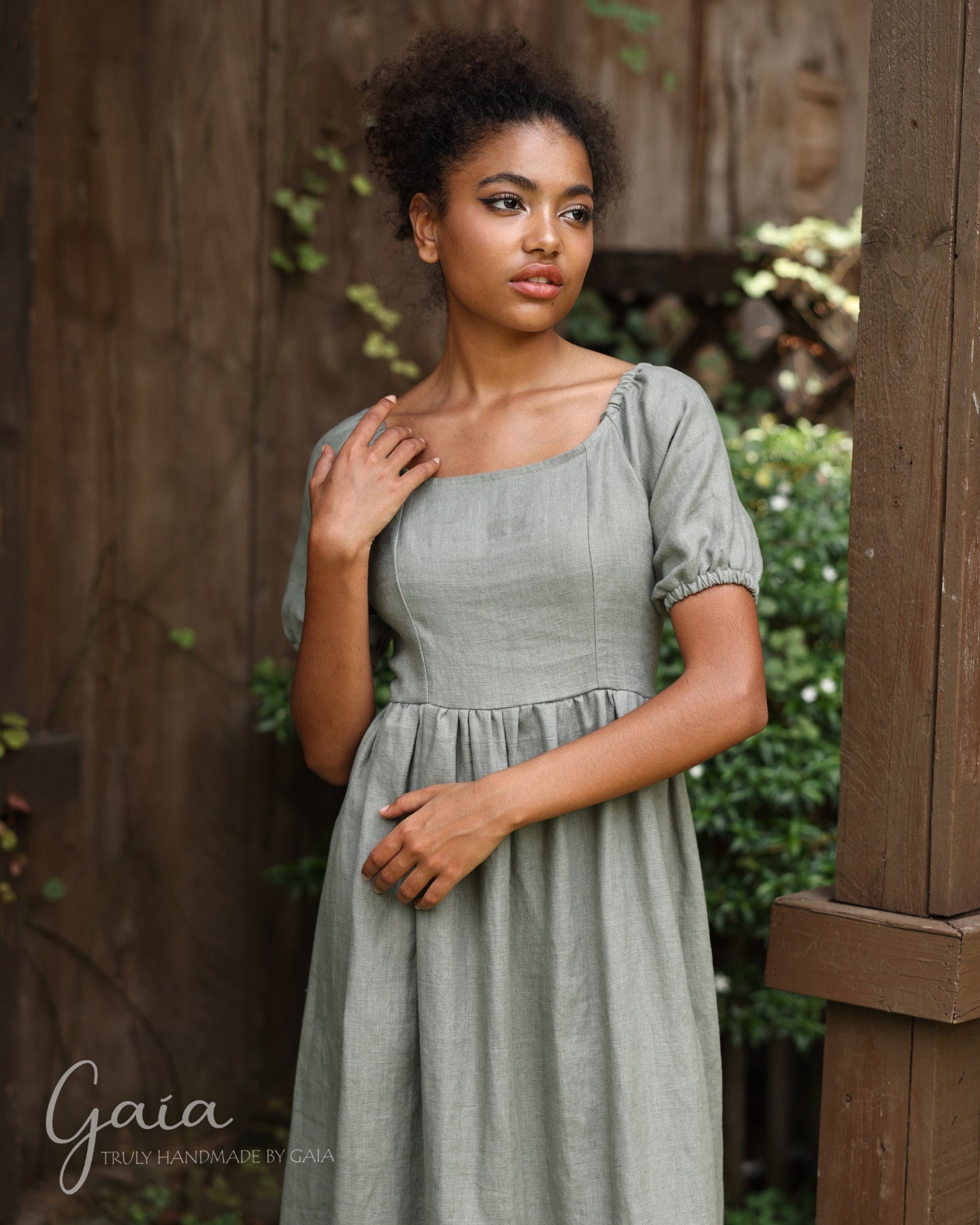 Linen simple midi dress