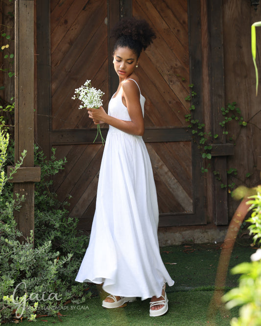 Linen simple modern wedding gown