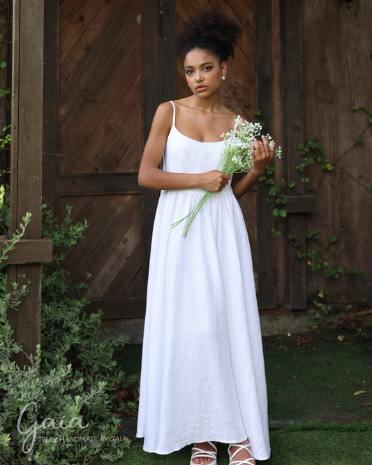 Linen simple modern wedding gown