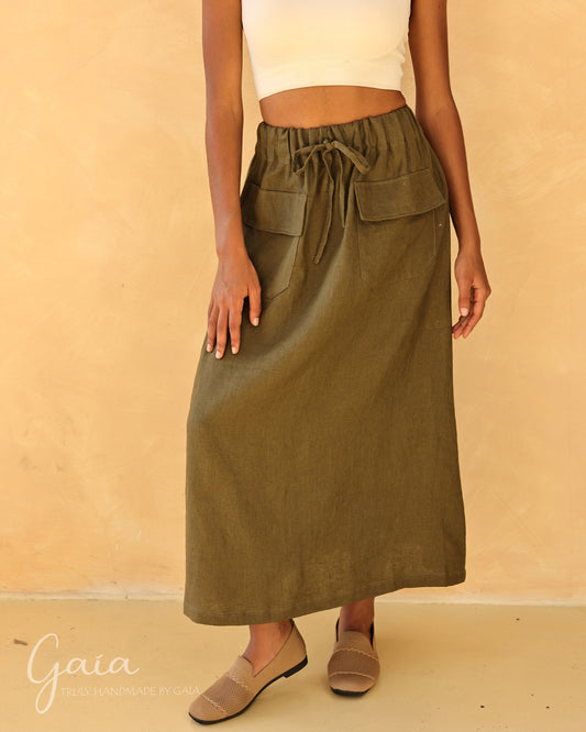 Linen skirt with pocket 