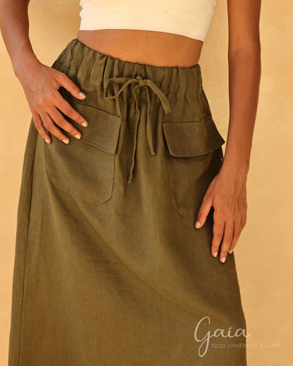 Linen skirt with pocket 