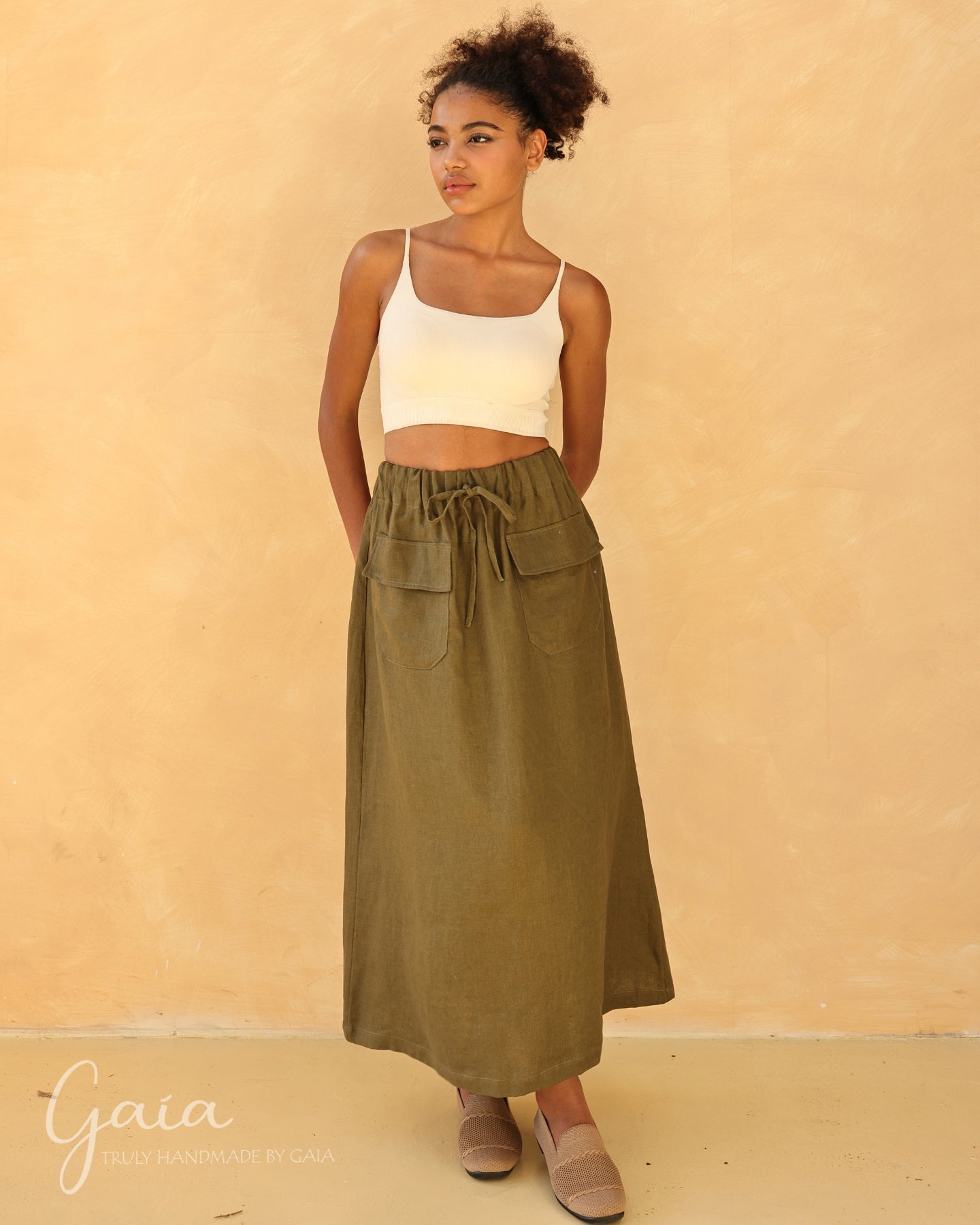 Linen skirt with pocket 