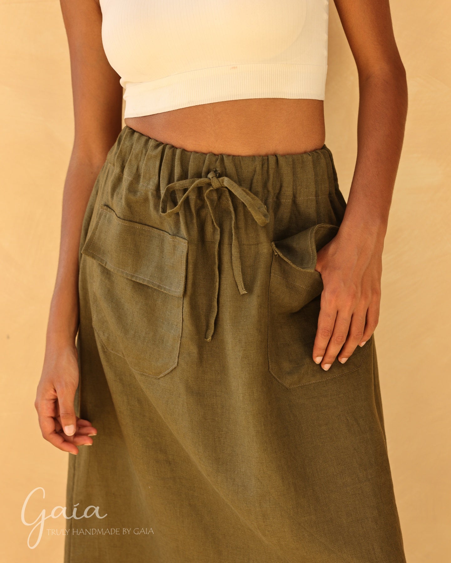 Linen skirt with pocket 