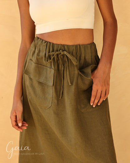 Linen skirt with pocket 