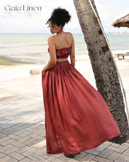 Linen skirt with side slit