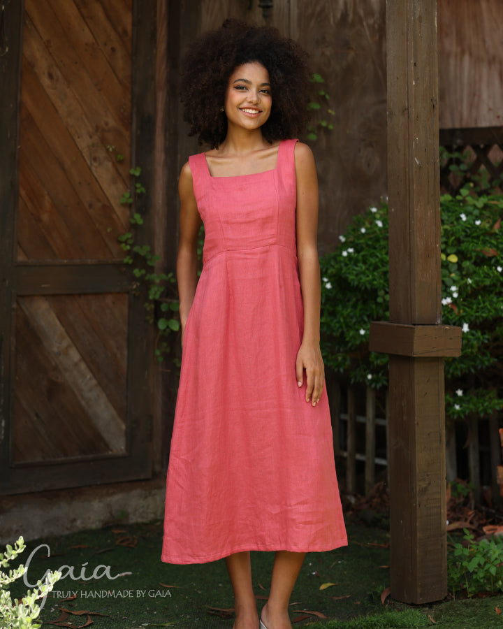 Linen sleeveless dress long