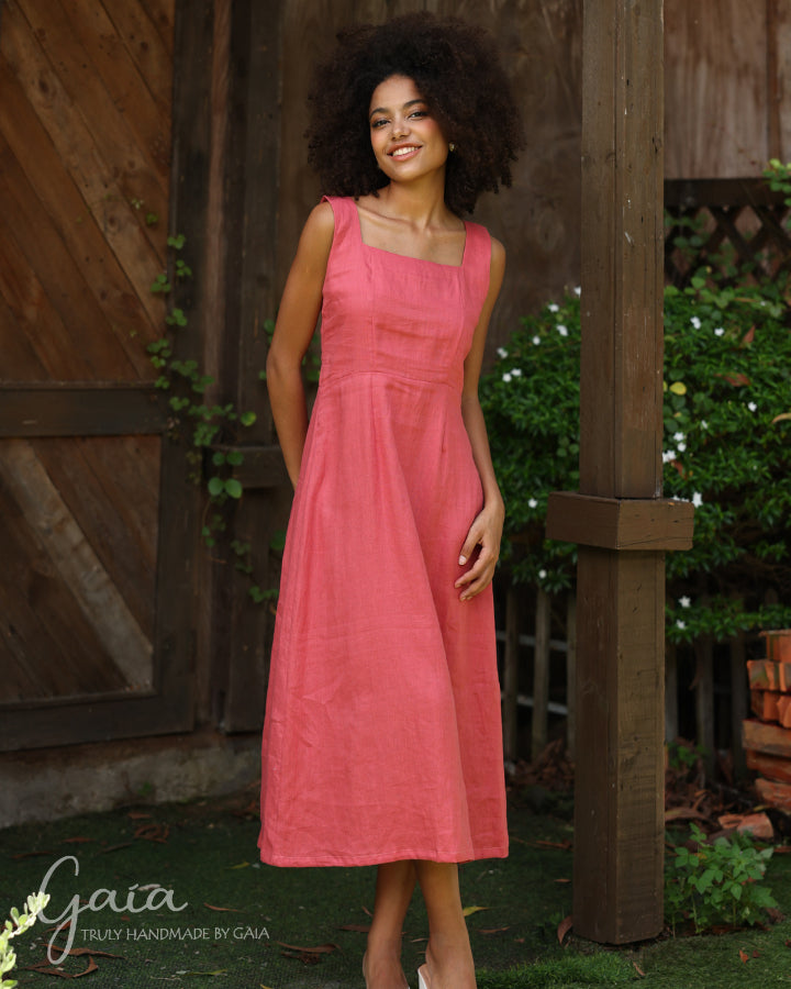 Linen sleeveless dress long