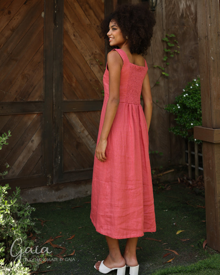 Linen sleeveless dress long