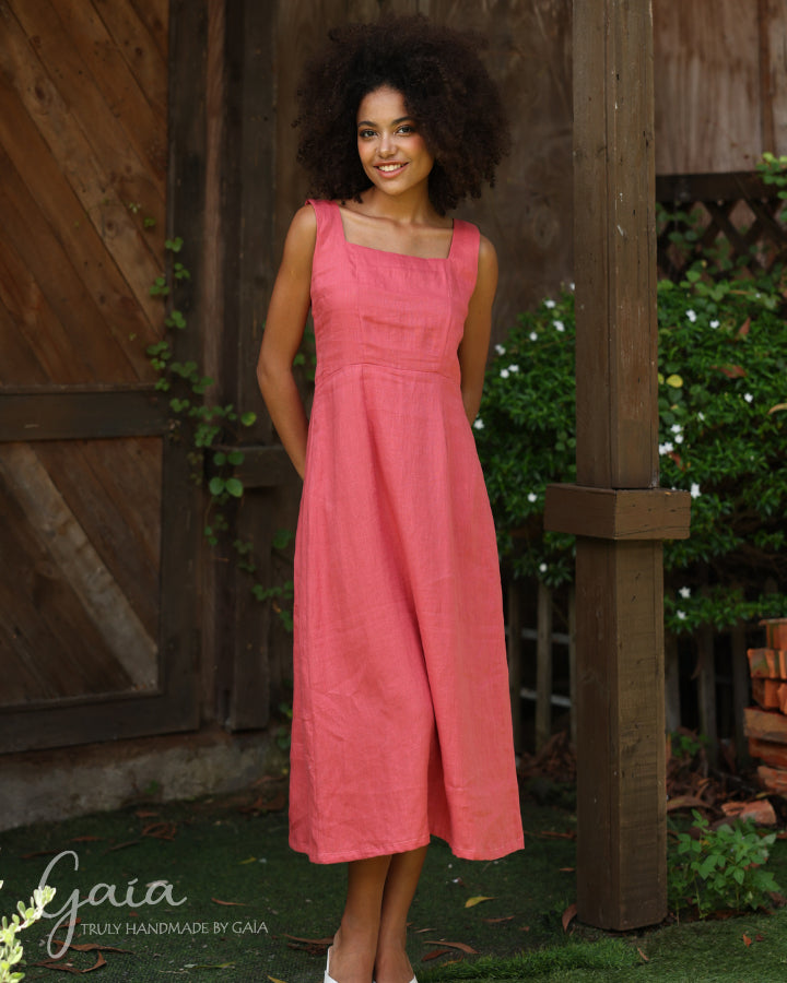 Linen sleeveless dress long