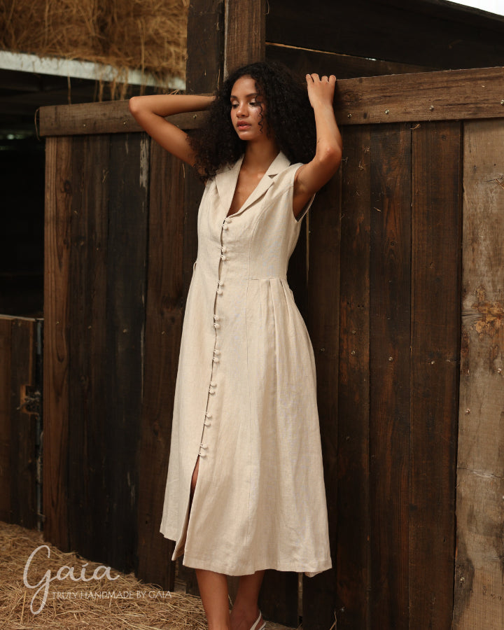 Linen sleeveless linen shirt dress THEA MadebyGaia