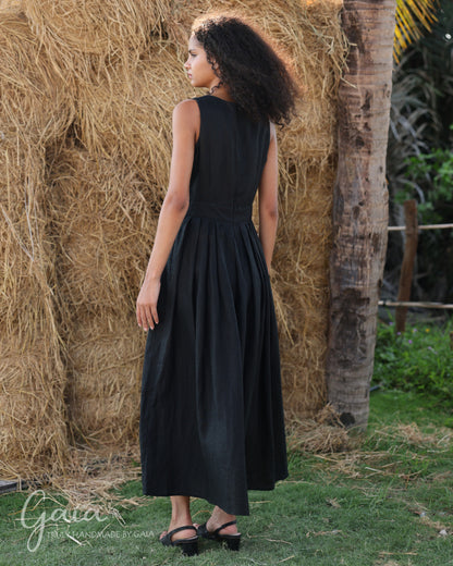 Linen sleeveless maxi dress GEMMA