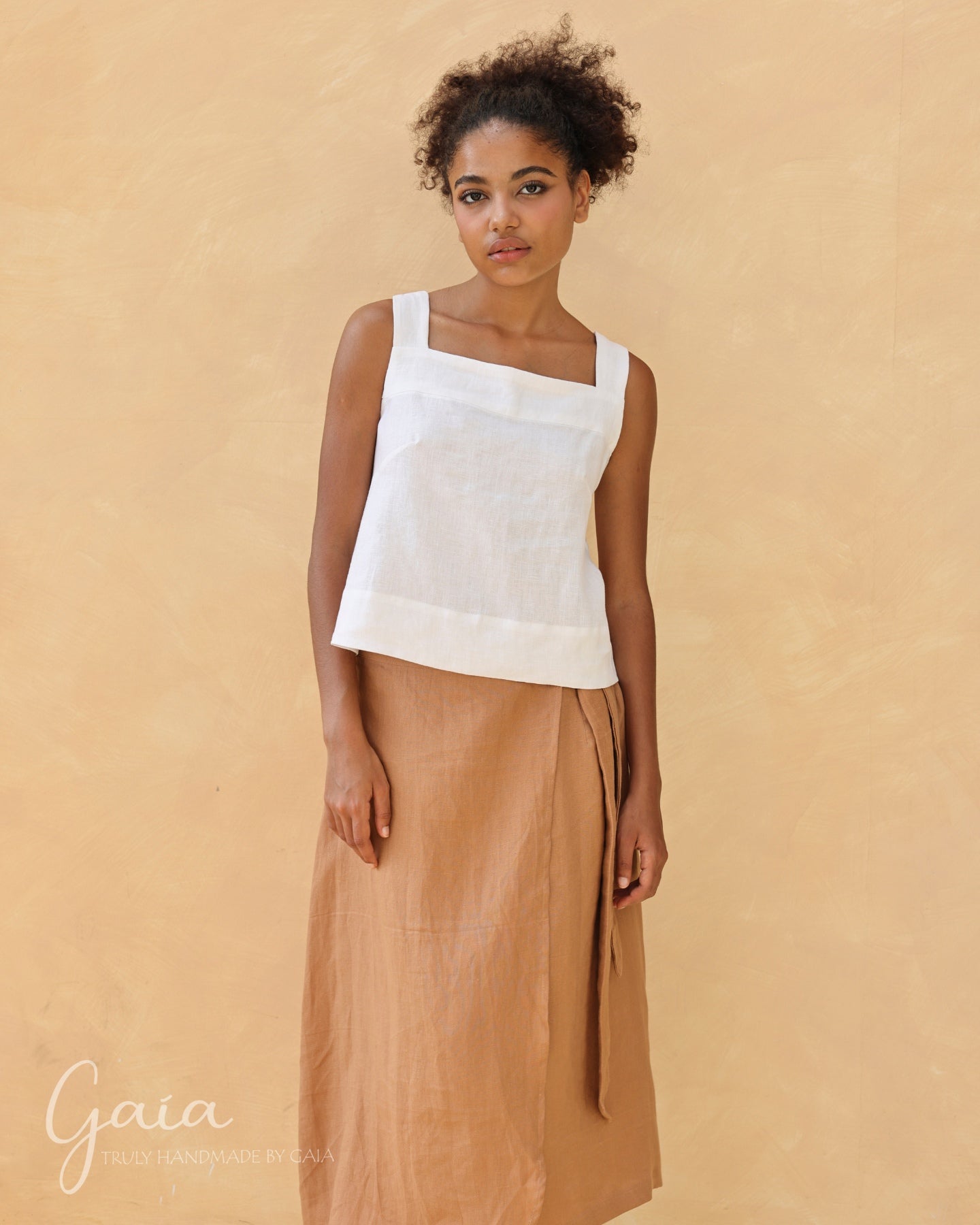 Linen sleeveless split back top